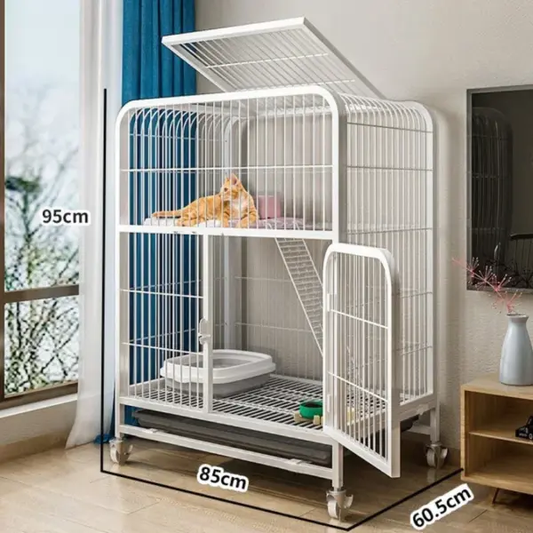 Katzen käfig Villa Hund Haustier Hunde käfige Haus auslaufs ichere Pfanne Metall Hunde kiste mit Tür abnehmbare Tablett Zwinger auf Rädern Haustier möbel - Image 7