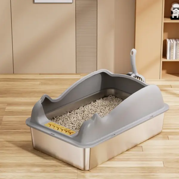 20 cm lange Katzentoilette aus Edelstahl, halbgeschlossen, auslaufsicher und geruchsdicht, leicht zu reinigen. Geeignet für mehrere Katzenhaushalt - Image 11