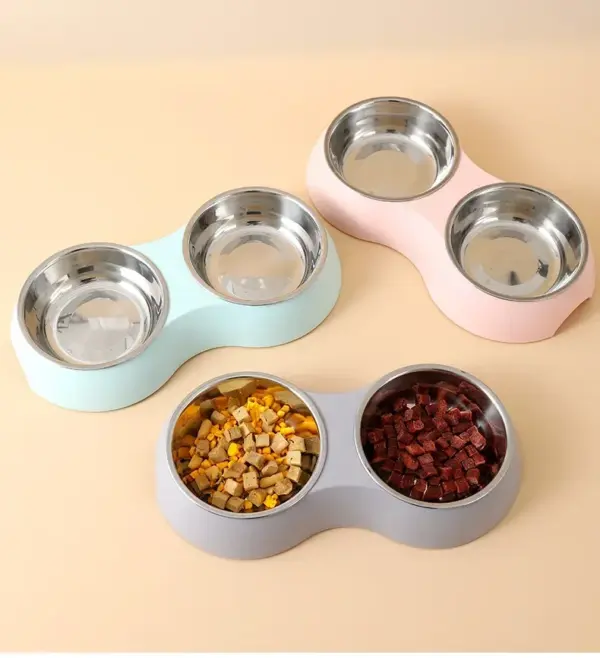 Doppel Pet Food Schüssel Edelstahl Drink Pet Trinken Lebensmittel Hundefutter Welpen Fütterung Liefert Kätzchen Lebensmittel Wasser Zubehör - Image 12
