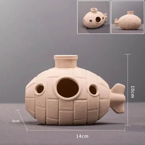 Ceramic Aquarium Decor - Fish Tank Landscape with Breeding Cave, Shrimp Farm Spawning Pot & Flower Pot for Aquatic Display - Image 10