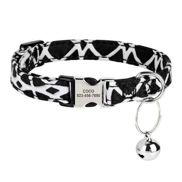 Personalisiertes bedrucktes Katzenhalsband, verstellbare Kätzchen-Welpenhalsbänder mit kostenlos graviertem ID-Namensschild, Glocke, Anti-Verlust-Katzenhalsbänder - Image 15