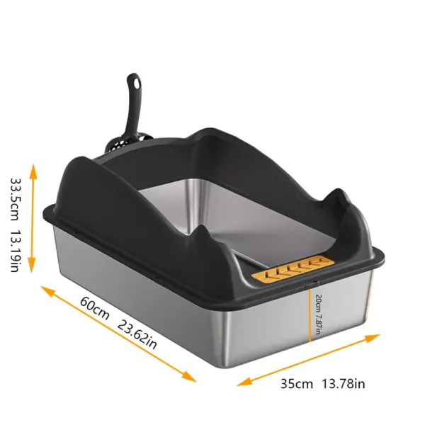 20 cm lange Katzentoilette aus Edelstahl, halbgeschlossen, auslaufsicher und geruchsdicht, leicht zu reinigen. Geeignet für mehrere Katzenhaushalt - Image 2
