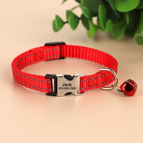 Personalisiertes bedrucktes Katzenhalsband, verstellbare Kätzchen-Welpenhalsbänder mit kostenlos graviertem ID-Namensschild, Glocke, Anti-Verlust-Katzenhalsbänder - Image 47