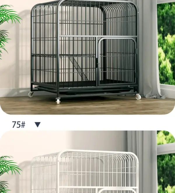 Katzen käfig Villa Hund Haustier Hunde käfige Haus auslaufs ichere Pfanne Metall Hunde kiste mit Tür abnehmbare Tablett Zwinger auf Rädern Haustier möbel - Image 41