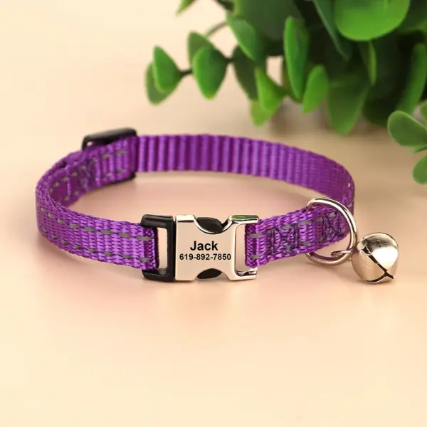 Personalisiertes bedrucktes Katzenhalsband, verstellbare Kätzchen-Welpenhalsbänder mit kostenlos graviertem ID-Namensschild, Glocke, Anti-Verlust-Katzenhalsbänder - Image 41