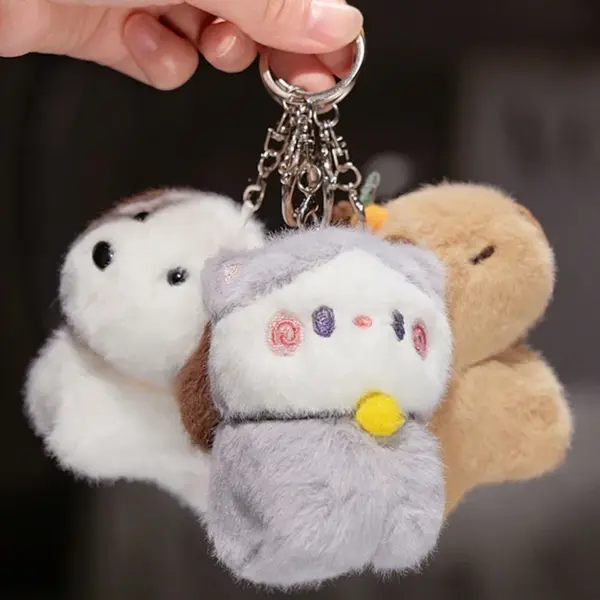 Capybara Plüschtier Anhänger Capybara Plüschtier Schlüsselanhänger Kawaii Tasche Schlüsselanhänger Niedlicher Hund Katze Puppen Autodekoration Weihnachtsgeschenk - Image 3