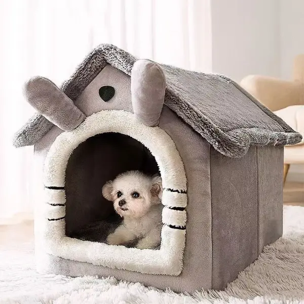 Warmes Hundehaus für den Innenbereich, weiches Haustierbett, Zelthaus, Hundehütte, Katzenbett mit abnehmbarem Kissen, geeignet für kleine, mittelgroße und große Haustiere - Image 6