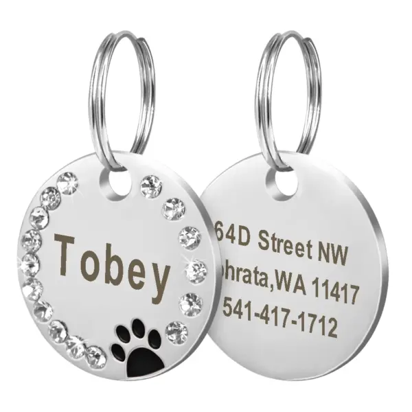 Personalisiertes Namensschild für Hunde und Katzen, glitzernde Strasssteine, Welpen, Kätzchen, Anti-Verlust-Haustierhalsband, Zubehör, kostenlose gravierte Haustierprodukte - Image 20