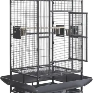 Große Vogelkäfige, Papageienkäfig, breiter Flugkäfig aus Metall für Wellensittiche, Sittiche, Sittiche, mit rollenden Ständerrädern