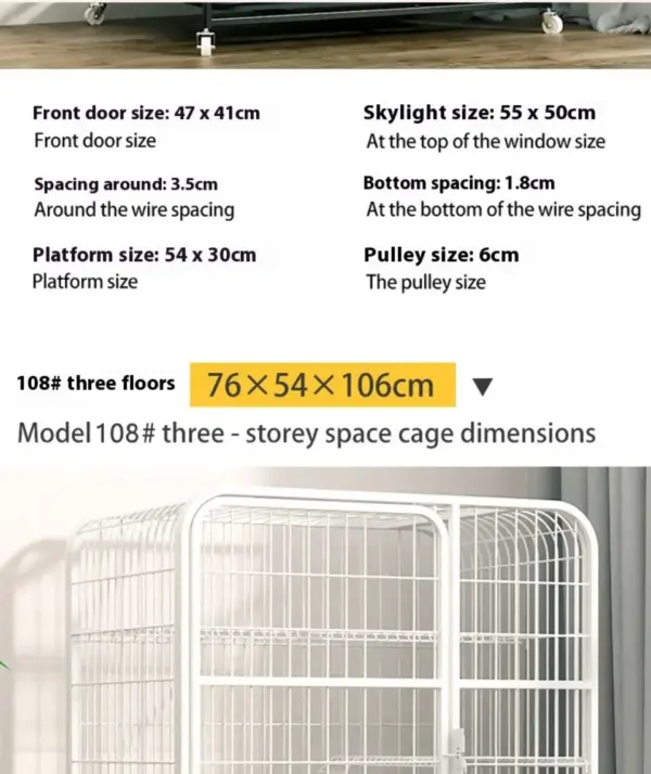 Katzen käfig Villa Hund Haustier Hunde käfige Haus auslaufs ichere Pfanne Metall Hunde kiste mit Tür abnehmbare Tablett Zwinger auf Rädern Haustier möbel - Image 31