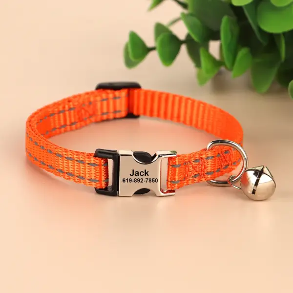 Personalisiertes bedrucktes Katzenhalsband, verstellbare Kätzchen-Welpenhalsbänder mit kostenlos graviertem ID-Namensschild, Glocke, Anti-Verlust-Katzenhalsbänder - Image 44