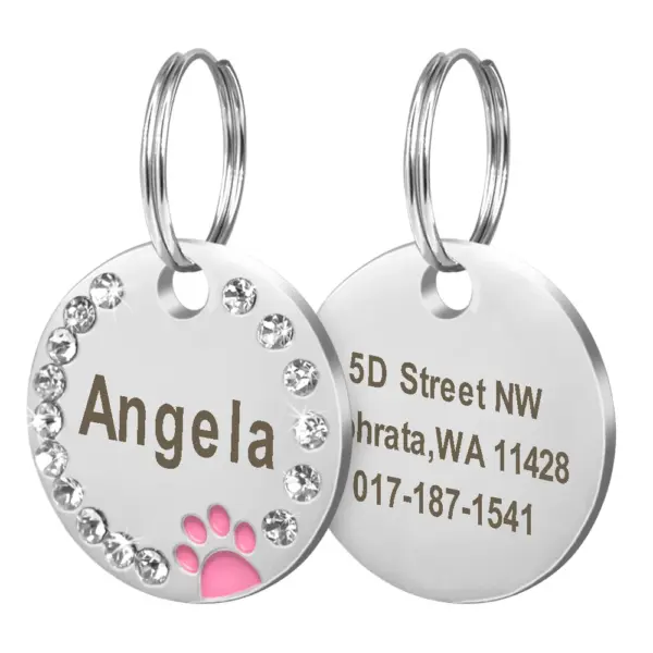 Personalisiertes Namensschild für Hunde und Katzen, glitzernde Strasssteine, Welpen, Kätzchen, Anti-Verlust-Haustierhalsband, Zubehör, kostenlose gravierte Haustierprodukte - Image 8