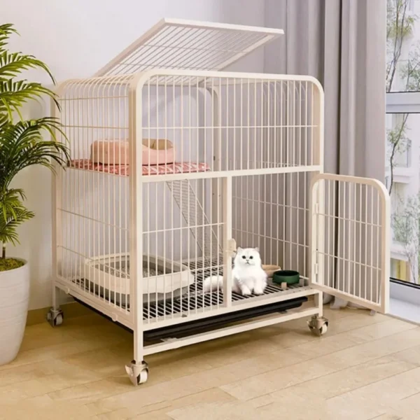 Cat Cage Villa Dog Pet Dog Cages House Leak-Proof Pan Metal Dog Crate With Door Removable Tray Kennel On Wheels Pet  Furniture - Image 2