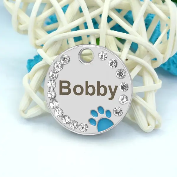 Personalisiertes Namensschild für Hunde und Katzen, glitzernde Strasssteine, Welpen, Kätzchen, Anti-Verlust-Haustierhalsband, Zubehör, kostenlose gravierte Haustierprodukte - Image 31