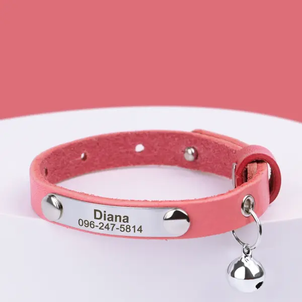 Personalisiertes Katzenhalsband, verstellbares Leder, Haustier-Katzenhalsbänder, Halskette, individuelle Namenshalsbänder für Welpen und Kätzchen, Anti-Verlust-Katzen-Zubehör - Image 11