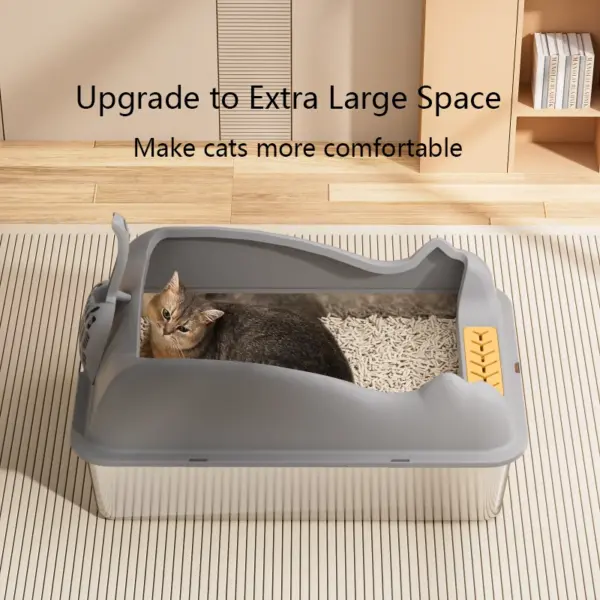 20 cm lange Katzentoilette aus Edelstahl, halbgeschlossen, auslaufsicher und geruchsdicht, leicht zu reinigen. Geeignet für mehrere Katzenhaushalt - Image 5