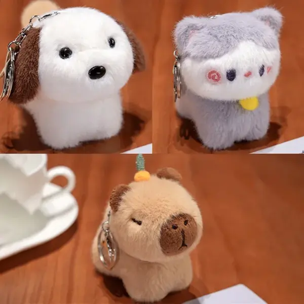 Capybara Plüschtier Anhänger Capybara Plüschtier Schlüsselanhänger Kawaii Tasche Schlüsselanhänger Niedlicher Hund Katze Puppen Autodekoration Weihnachtsgeschenk - Image 16