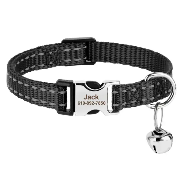Personalisiertes bedrucktes Katzenhalsband, verstellbare Kätzchen-Welpenhalsbänder mit kostenlos graviertem ID-Namensschild, Glocke, Anti-Verlust-Katzenhalsbänder - Image 17