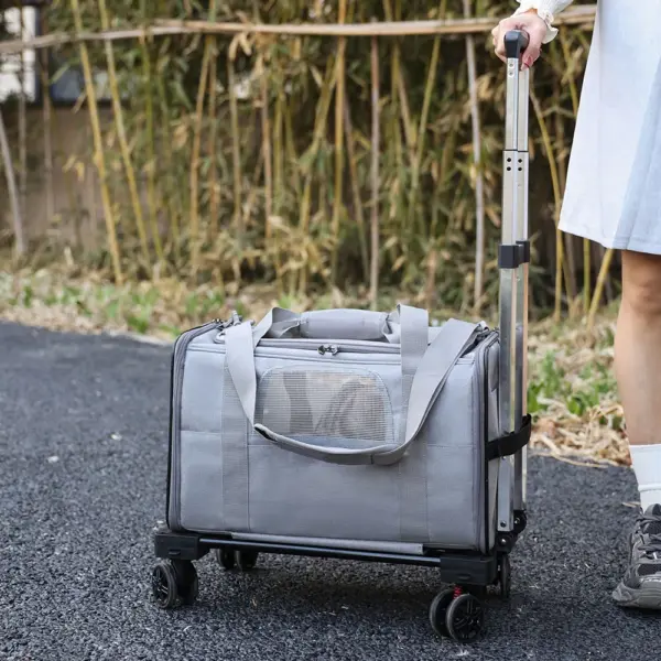 Haustier Trolley Tasche abnehmbarer Roll träger für kleine Hunde Katzen tragbare Reise träger mit Teleskop griff und Schulter gurt - Image 13