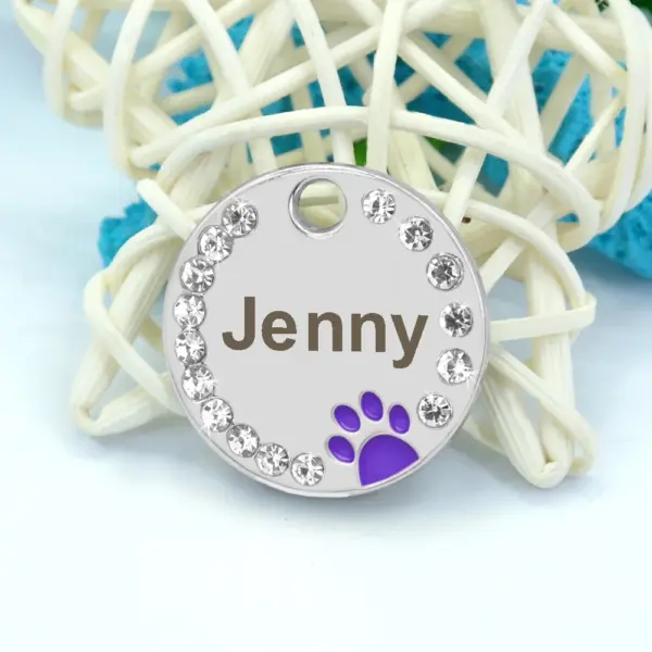 Personalisiertes Namensschild für Hunde und Katzen, glitzernde Strasssteine, Welpen, Kätzchen, Anti-Verlust-Haustierhalsband, Zubehör, kostenlose gravierte Haustierprodukte - Image 33