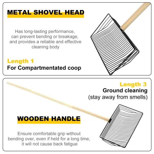 Hühnchen-Kottschaufel aus Metall, verstellbare Katzenstreuschaufel, antihaftbeschichteter Katzenschaufel, effiziente Kotschaufel für Katzen, Hunde, Hühnerkot - Image 3