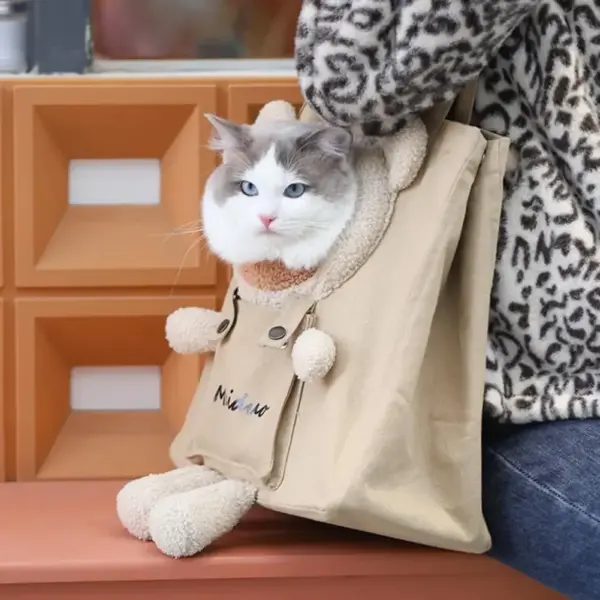 Pet Carriers Canvas Bag Tragbare Tragetasche Atmungsaktive Tasche Katze Hund Tragetaschen Ausgehende Reise Haustiere Handtasche Transport Umhängetasche - Image 4