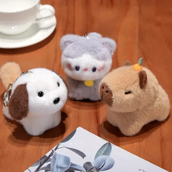 Capybara Plüschtier Anhänger Capybara Plüschtier Schlüsselanhänger Kawaii Tasche Schlüsselanhänger Niedlicher Hund Katze Puppen Autodekoration Weihnachtsgeschenk - Image 17
