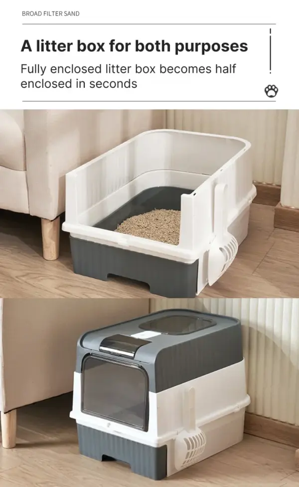 Extra große Katzen toilette mit Deckel und Löffel, geruchs neutrale, vollständig geschlossene Schubladen oberseite in Katzen toiletten - Image 14