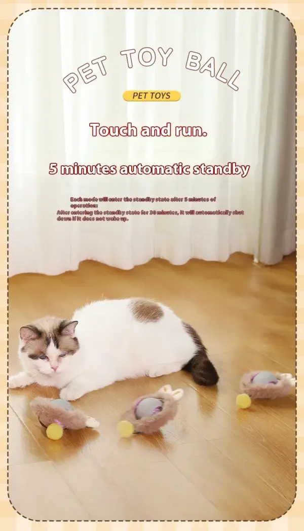 Interaktiver Katzenspielzeugball, automatischer elektrischer rollender Ball, Spielzeug für Katzen/Kätzchen, Haustiere, intelligenter automatischer Teaser, USB wiederaufladbar - Image 35