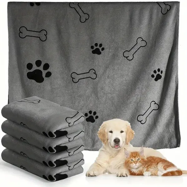 Haustierhandtuch 60 x 100 cm, trocknendes Badetuch für Hunde und Katzen, Mikrofaser, schnell trocknend, Hundeklaue, saugfähig, blau, grau, Badetuch, Haustier-Badeprodukte - Image 7