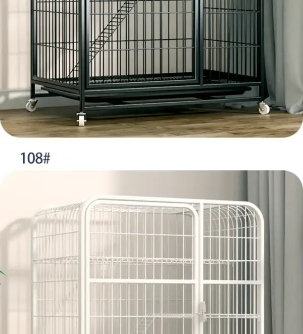 Katzen käfig Villa Hund Haustier Hunde käfige Haus auslaufs ichere Pfanne Metall Hunde kiste mit Tür abnehmbare Tablett Zwinger auf Rädern Haustier möbel - Image 49