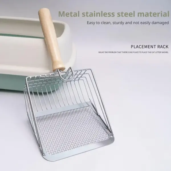 Katzenstreuschaufel aus Metall, Edelstahl, Holzgriff, leicht zu rosten, waschbar, für Kätzchen, Katzenschaufel, Toilettenreinigungsschaufel, Werkzeug - Image 15