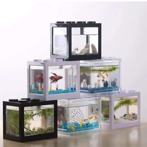 Aquarium Aquarium kreative mehrfarbige stapelbare Bausteine ökologisch für kleine Reptilien Haustier Box Landschaft Algen Dekoration - Image 2