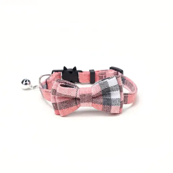 Haustier Breakaway Katzenhalsband Fliege und Glocke Niedliches kariertes Weihnachtsrotes elastisches verstellbares Hundehalsband mit Schärpe Kleine Glocke für Katzen - Image 24
