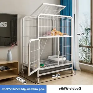 Katzen käfig Villa Hund Haustier Hunde käfige Haus auslaufs ichere Pfanne Metall Hunde kiste mit Tür abnehmbare Tablett Zwinger auf Rädern Haustier möbel