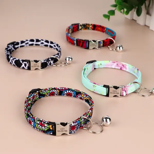 Personalisiertes bedrucktes Katzenhalsband, verstellbare Kätzchen-Welpenhalsbänder mit kostenlos graviertem ID-Namensschild, Glocke, Anti-Verlust-Katzenhalsbänder - Image 3