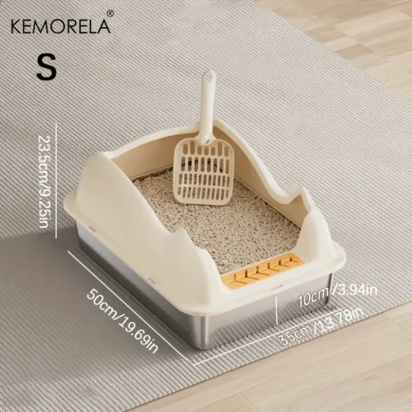 KEMORELA Katzentoilette aus Edelstahl, extra große, hochseitige Katzentoilette aus Metall für große Katzen, antihaftbeschichtet, geruchshemmend, auslaufsicher - Image 7