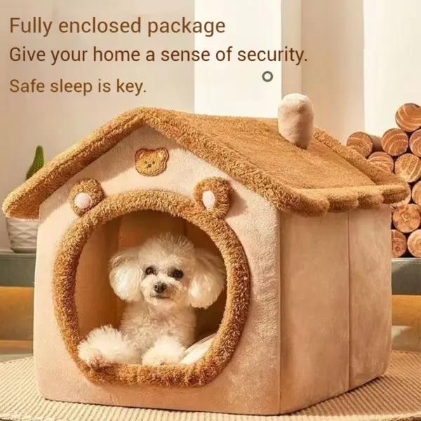 Warmes Hundehaus für den Innenbereich, weiches Haustierbett, Zelthaus, Hundehütte, Katzenbett mit abnehmbarem Kissen, geeignet für kleine, mittelgroße und große Haustiere - Image 2