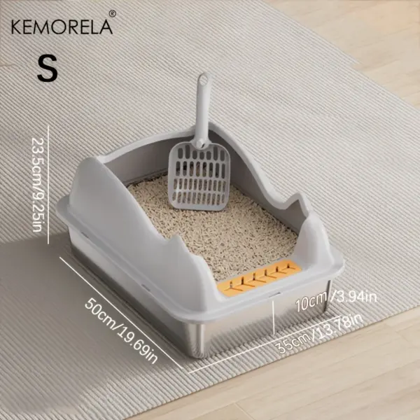 KEMORELA Katzentoilette aus Edelstahl, extra große, hochseitige Katzentoilette aus Metall für große Katzen, antihaftbeschichtet, geruchshemmend, auslaufsicher - Image 6