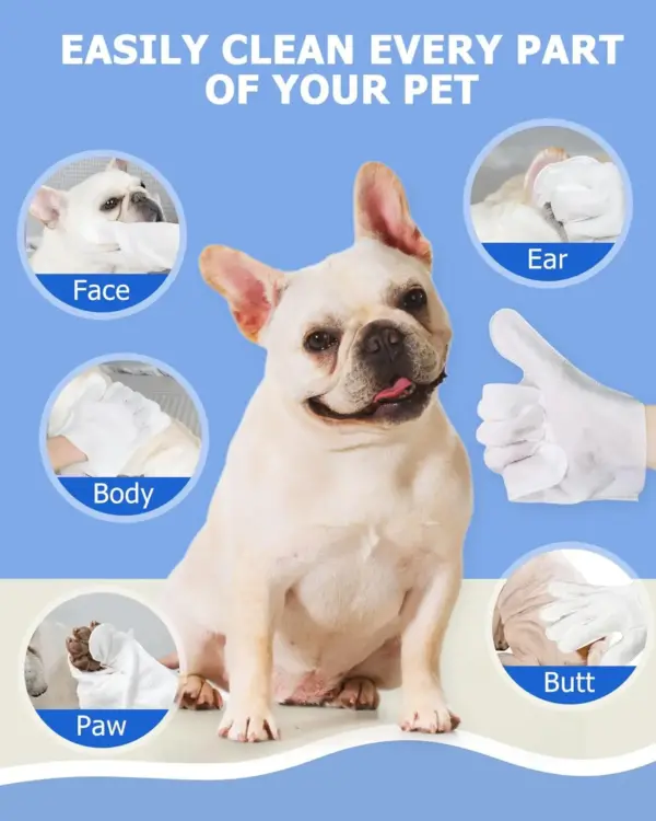 Reinigungs tücher Handschuhe für Hund und Katze, Haustier Bade tücher reinigen & desodor ieren, Hunde tücher für Körper pfoten Hintern tägliche Pflege, Katzen bräutigam - Image 2