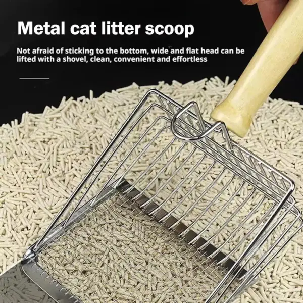 Katzenstreuschaufel aus Metall, Edelstahl, Holzgriff, leicht zu rosten, waschbar, für Kätzchen, Katzenschaufel, Toilettenreinigungsschaufel, Werkzeug - Image 2