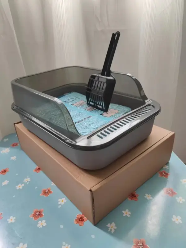 Katzentoilette-Set, großer Zaun, halbgeschlossene Katzentoilette, verdickte Katzentoilette mit Katzenstreuschaufel, Heimtierbedarf, Katzenstreu - Image 13