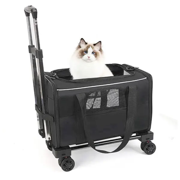 Haustier Trolley Tasche abnehmbarer Roll träger für kleine Hunde Katzen tragbare Reise träger mit Teleskop griff und Schulter gurt - Image 9