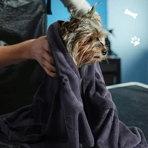 Haustierhandtuch 60 x 100 cm, trocknendes Badetuch für Hunde und Katzen, Mikrofaser, schnell trocknend, Hundeklaue, saugfähig, blau, grau, Badetuch, Haustier-Badeprodukte - Image 14