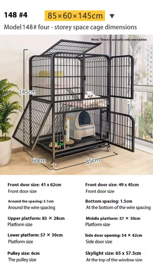 Katzen käfig Villa Hund Haustier Hunde käfige Haus auslaufs ichere Pfanne Metall Hunde kiste mit Tür abnehmbare Tablett Zwinger auf Rädern Haustier möbel - Image 37