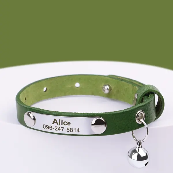 Personalisiertes Katzenhalsband, verstellbares Leder, Haustier-Katzenhalsbänder, Halskette, individuelle Namenshalsbänder für Welpen und Kätzchen, Anti-Verlust-Katzen-Zubehör - Image 8