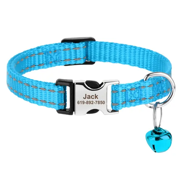 Personalisiertes bedrucktes Katzenhalsband, verstellbare Kätzchen-Welpenhalsbänder mit kostenlos graviertem ID-Namensschild, Glocke, Anti-Verlust-Katzenhalsbänder - Image 18