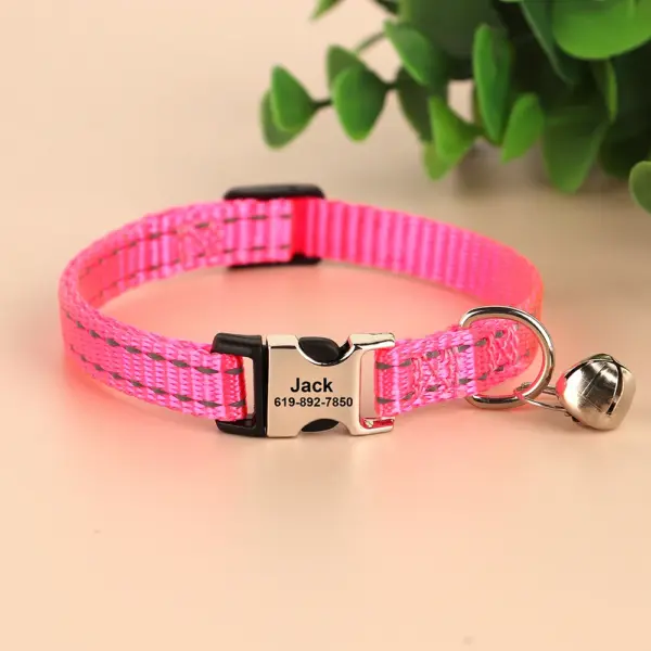 Personalisiertes bedrucktes Katzenhalsband, verstellbare Kätzchen-Welpenhalsbänder mit kostenlos graviertem ID-Namensschild, Glocke, Anti-Verlust-Katzenhalsbänder - Image 42