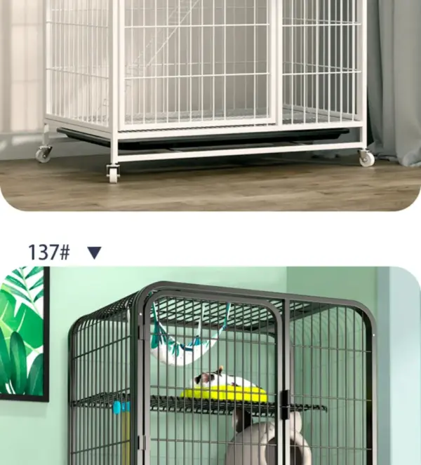 Katzen käfig Villa Hund Haustier Hunde käfige Haus auslaufs ichere Pfanne Metall Hunde kiste mit Tür abnehmbare Tablett Zwinger auf Rädern Haustier möbel - Image 50