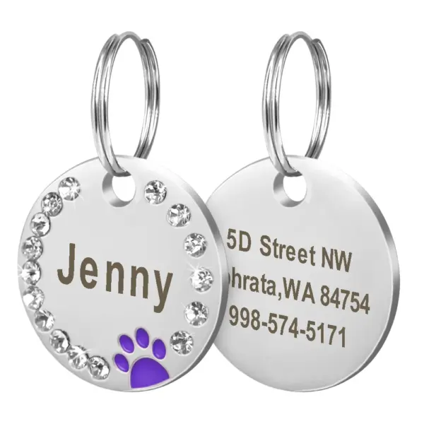 Personalisiertes Namensschild für Hunde und Katzen, glitzernde Strasssteine, Welpen, Kätzchen, Anti-Verlust-Haustierhalsband, Zubehör, kostenlose gravierte Haustierprodukte - Image 22